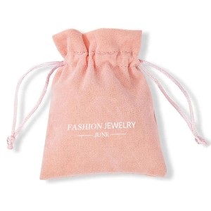 Túi trang sức bằng sợi nhỏ da lộn màu hồng