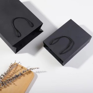 ຂາຍສົ່ງ Custom Printed Logo Packaging Bags Gift Craft Shopping Paper Bag With Ribbon Handles