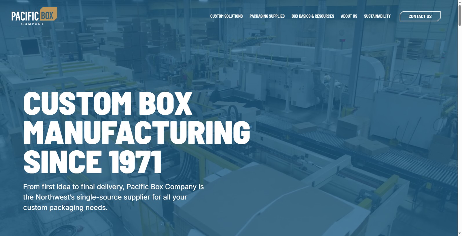 Mahitungod sa Pacific Box Co., Inc. Natukod niadtong 1971, ang Pacific Box Co. maoy usa ka inila nga prodyuser sa mga corrugated box nga nakabase sa Tacoma, Wash. Naghatag kini og custom nga packaging para sa Pacific Northwest, shipping ug retail.