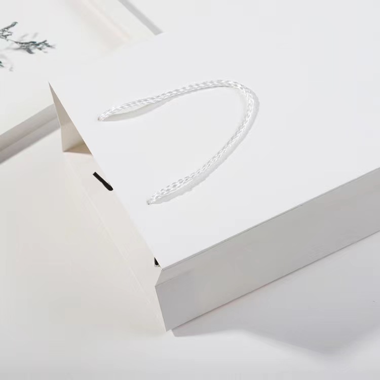Venda por xunto de bolsas de embalaxe con logotipo impreso personalizado, bolsa de papel para compras artesanales con asas de cinta