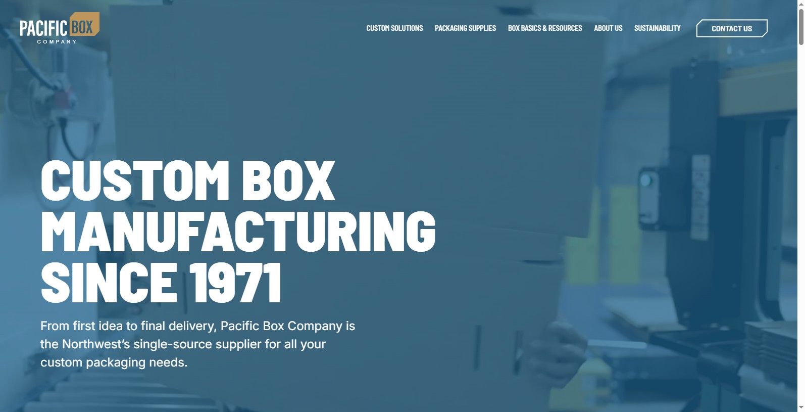Founded in 1971, Pacific Box Company is located in Tacoma, WA, and provides service to the Pacific Northwest.