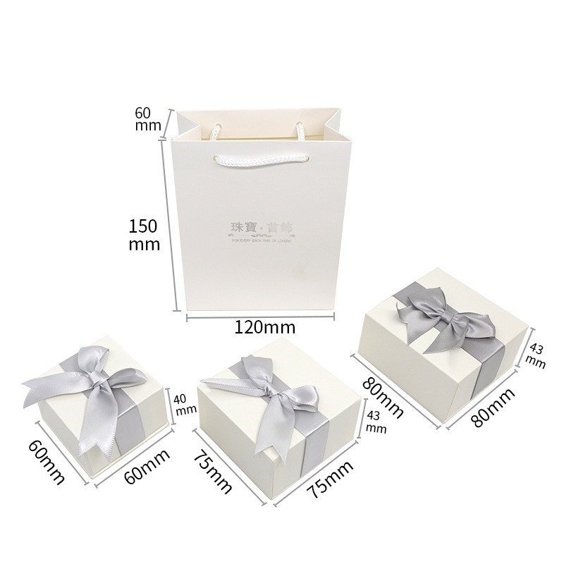 Umvelisi Isimbo Esilula Esenziwe Ngokufanelekileyo ILogo Paperboard Bow Tie Jewelry Packaging Gift Box ene-Handle Bag (5)