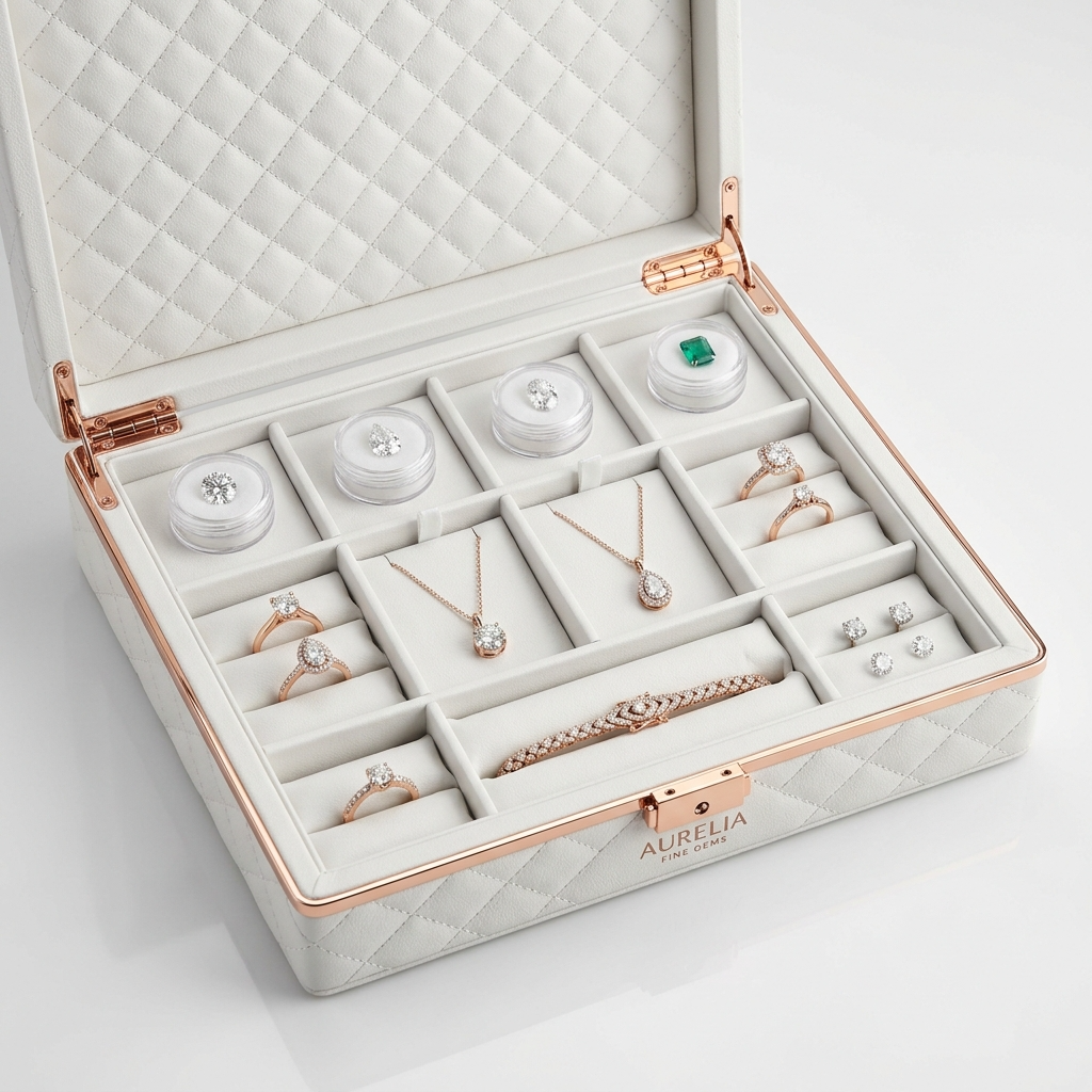 Professional diamond display of an elegant