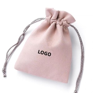 pink suede Jewelry pouch with drawstring from China