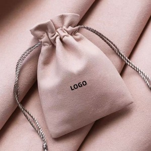 pink suede Jewelry pouch with drawstring from China