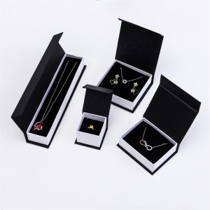 Custom logo luxury red and black paper box magnetic gift jewelry packaging box for ring earring bangle necklace