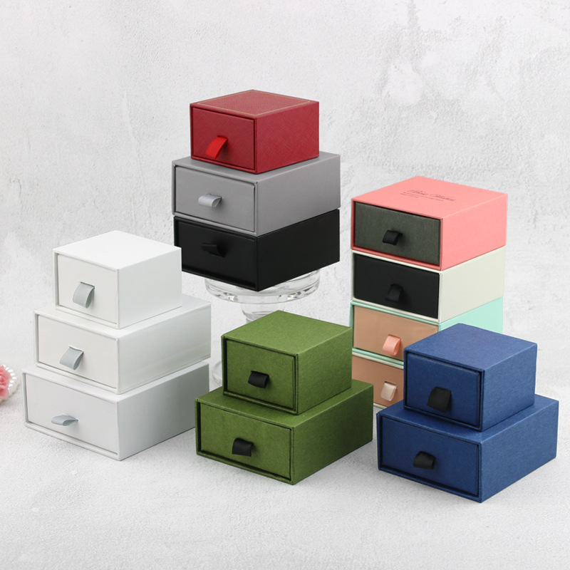Costom logo wholesale colorful paper jewelry box drawer