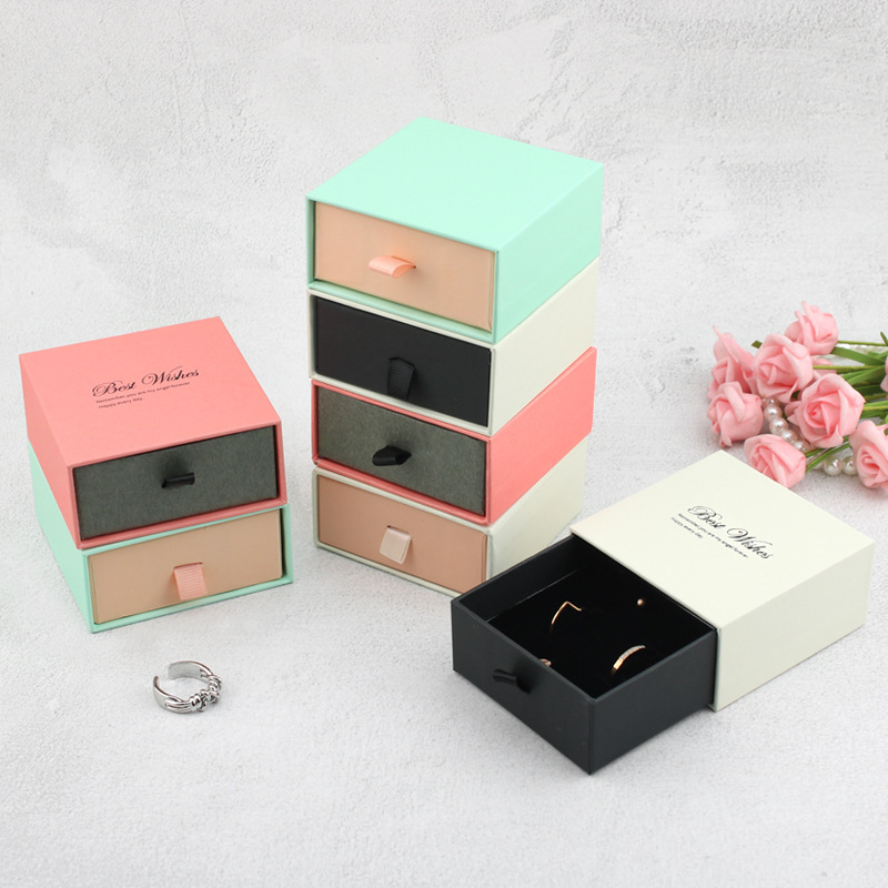 Costom logo wholesale colorful paper jewelry box drawer