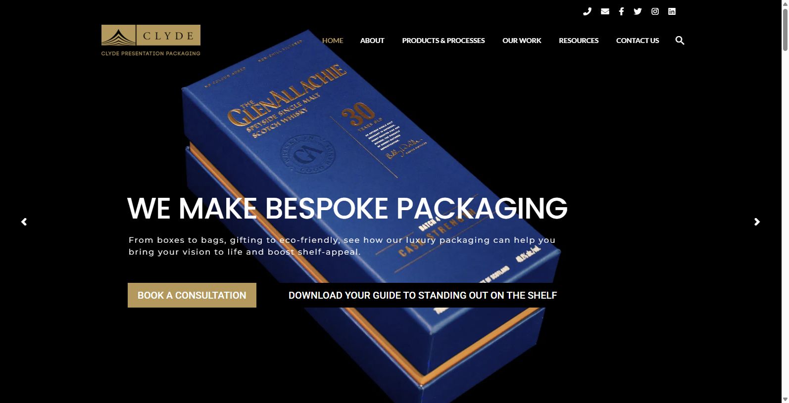The well-established custom-made rigid box manufacturer Clyde Presentation Packaging is based in Glasgow at 71 Craigton Road, G51 3RB and was founded in 1977.