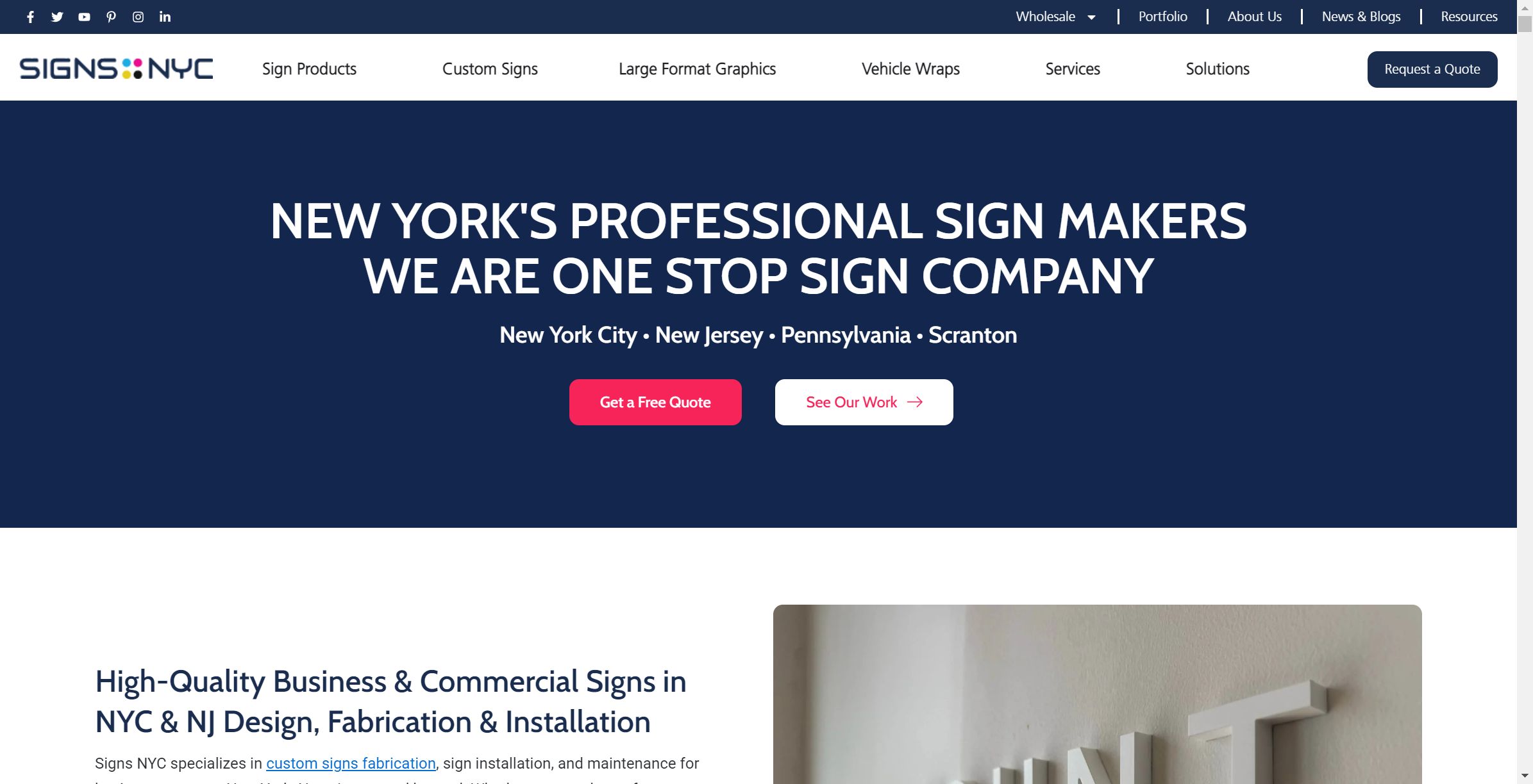 Signs NYC New York City Signs NYC New York City is a signage company that has been serving the New York City community for more than 30 years.