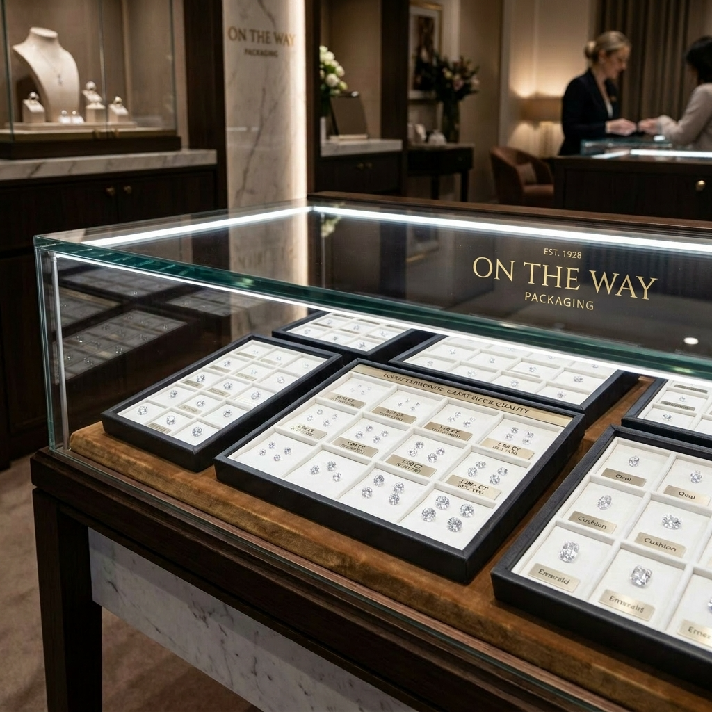 Displaying high-quality diamonds in the showcase to attract customers