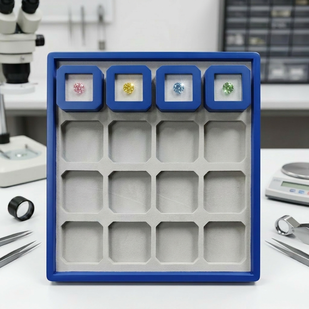 Precious diamonds are safely stored in independent compartments