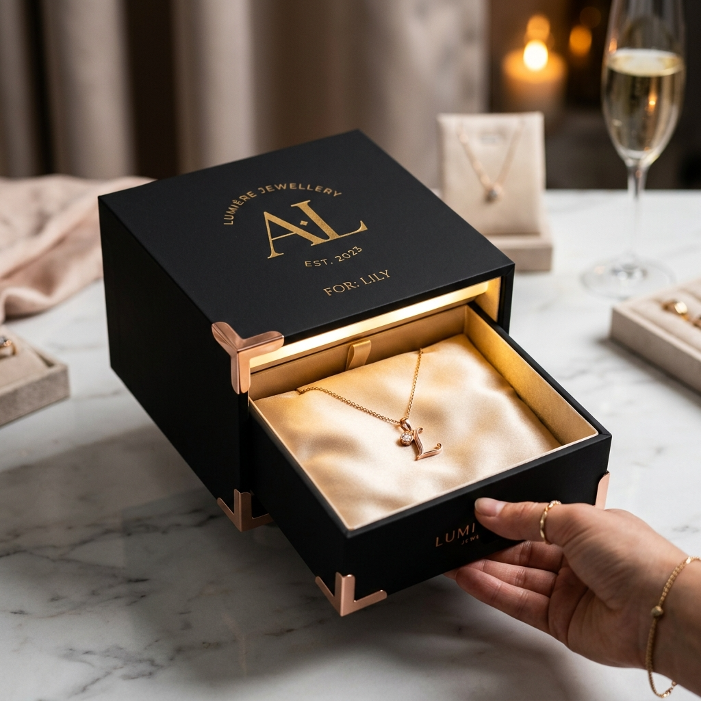 Premium personalized jewelry gift box with customize