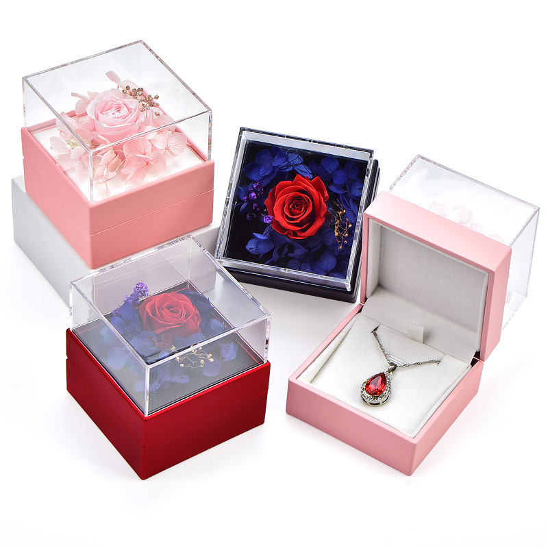 cutom color jewelry  box with flower from China factory