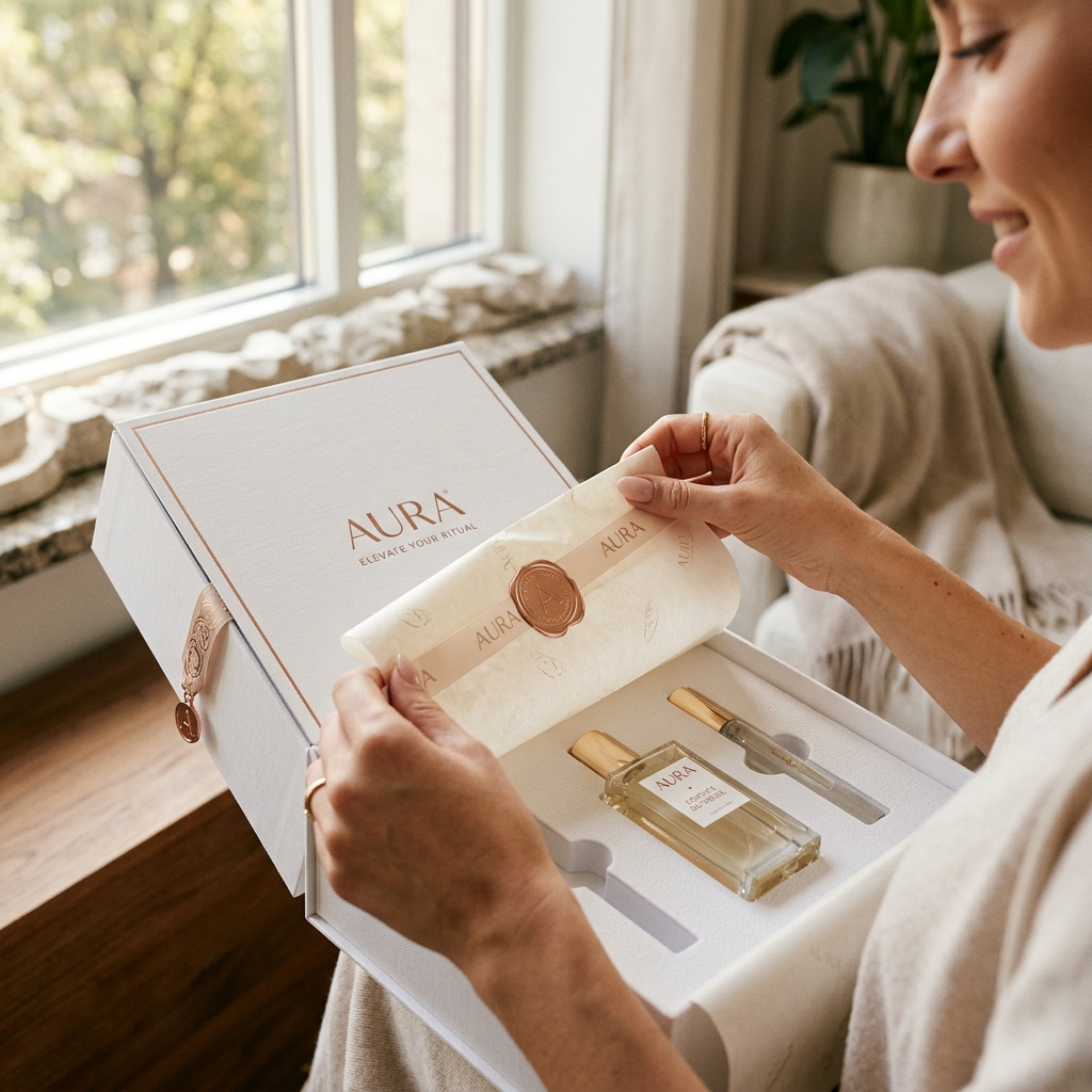 Luxury unboxing experience moment captured in eleg