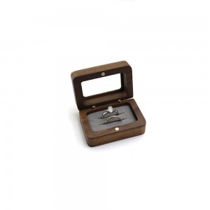 square jewelry wooden box for double ring