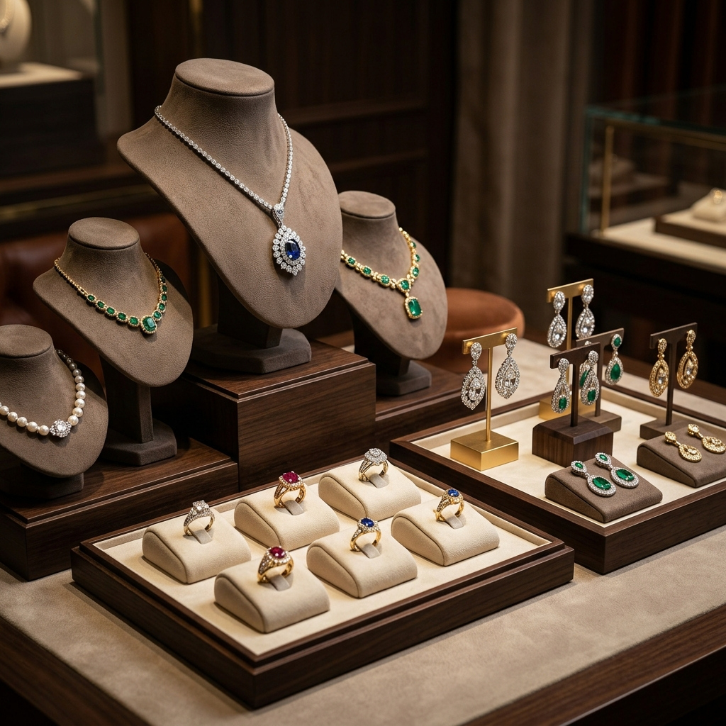 Artisticmulti-level display of exquisite jewelry display layout