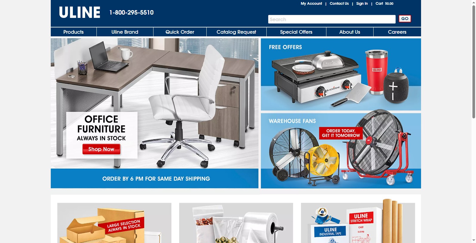 Uline - Shipping Boxes Uline is one of the largest packaging supply companies in North America, and is based out of Pleasant Prairie, Wisconsin, with distribution centers located throughout the United States, Canada and Mexico.