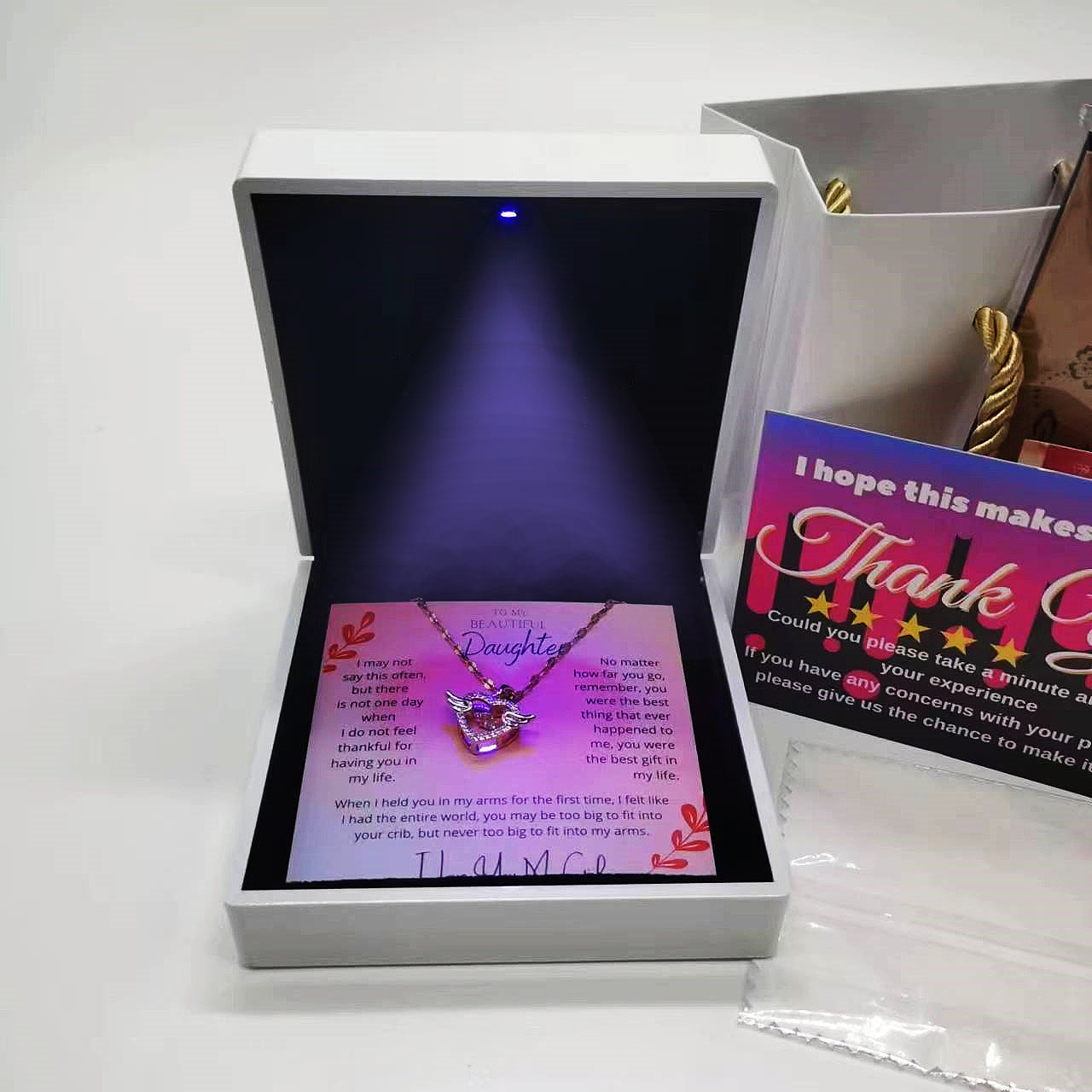 custom white jewelry box with led 