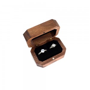 Wholesale Retro Octagon Walnut double Ring box Jewelry storage box from China