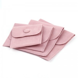 pink/blue jewelry pouch with button from On the way packaging dongguan China 