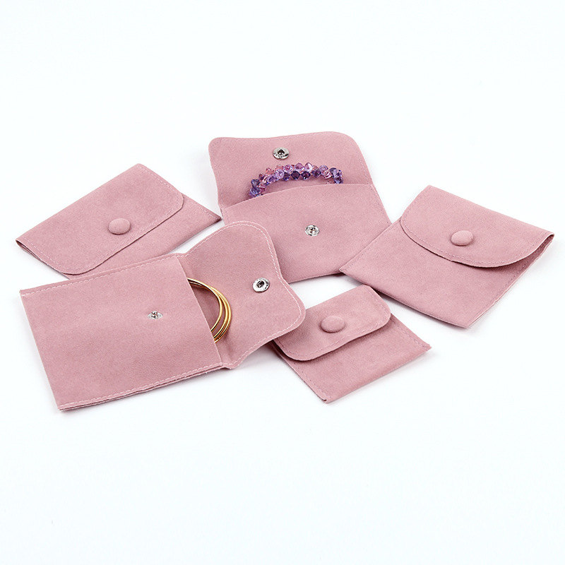 pink/blue jewelry pouch with button from On the way packaging dongguan China 