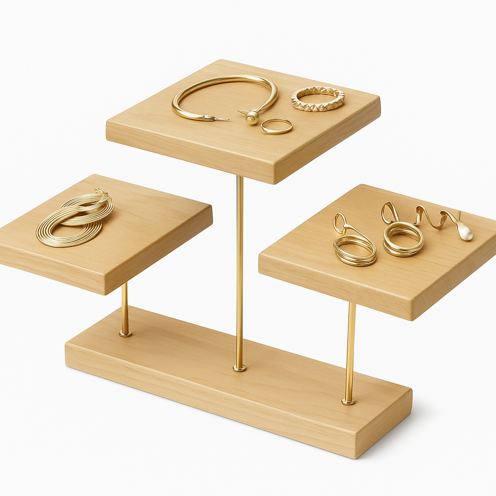 A striking way to display wooden jewelry