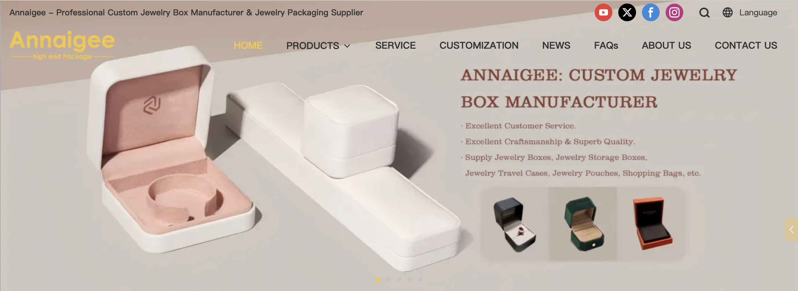 Annaigee is a China-based jewelry display box factory specializing in handmade gift and jewelry boxes, with a mature supply chain in the Pearl River Delta region.