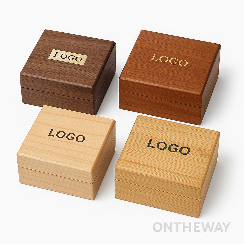 Custom Logo Wooden Jewelry Boxes in Four Branding Styles