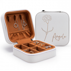 Custom luxury leather jewelry box with brand logo and tailored compartments