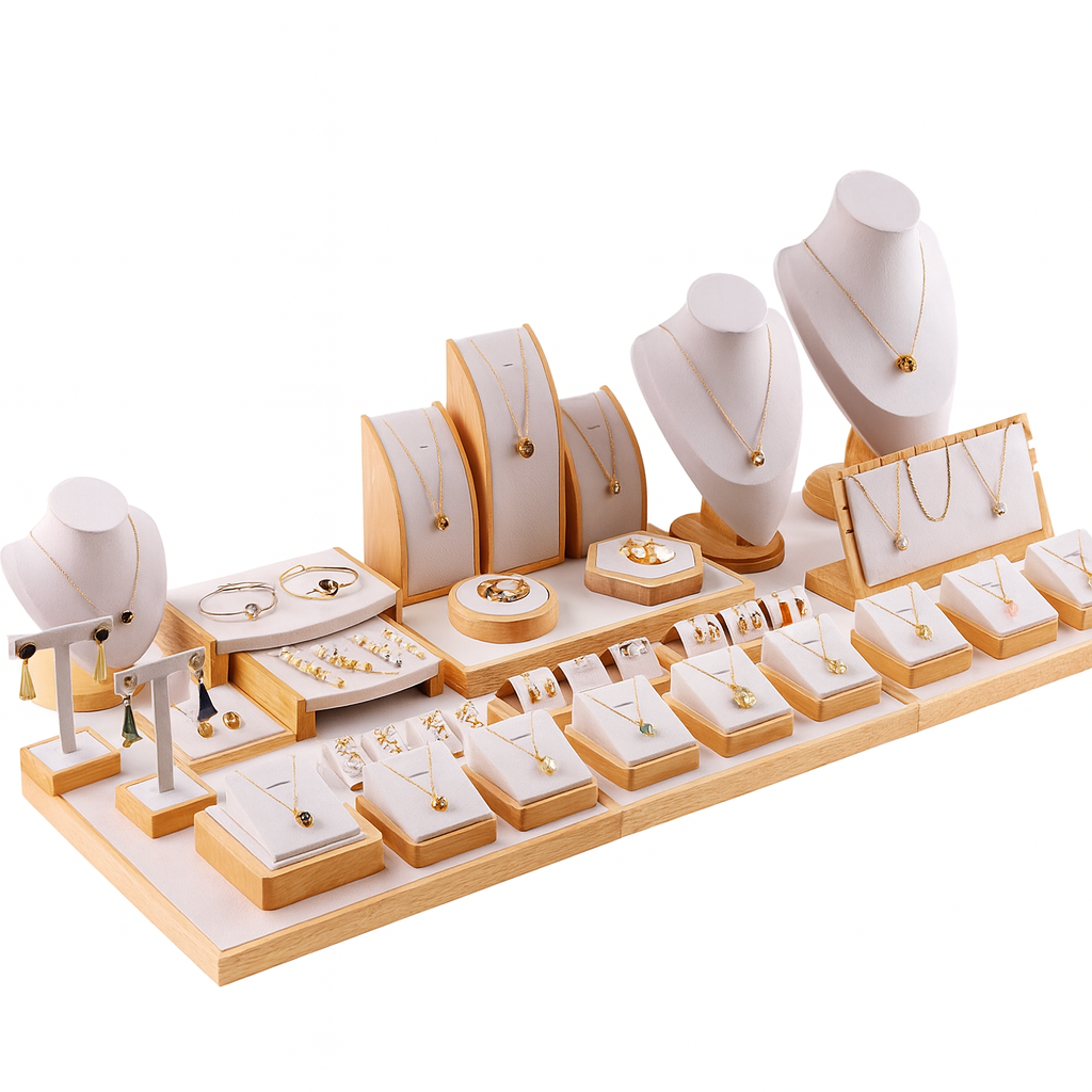 In boutiques, necklace displays often draw customers' attention. High-end retailers are increasingly choosing wholesale wooden jewelry displays to purchase necklace displays in bulk