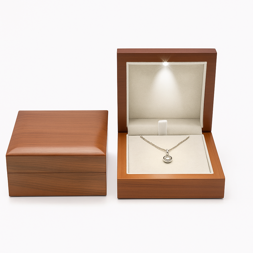 Multifunctional wooden LED jewelry box for gift bracelets, suitable for various special occasions.