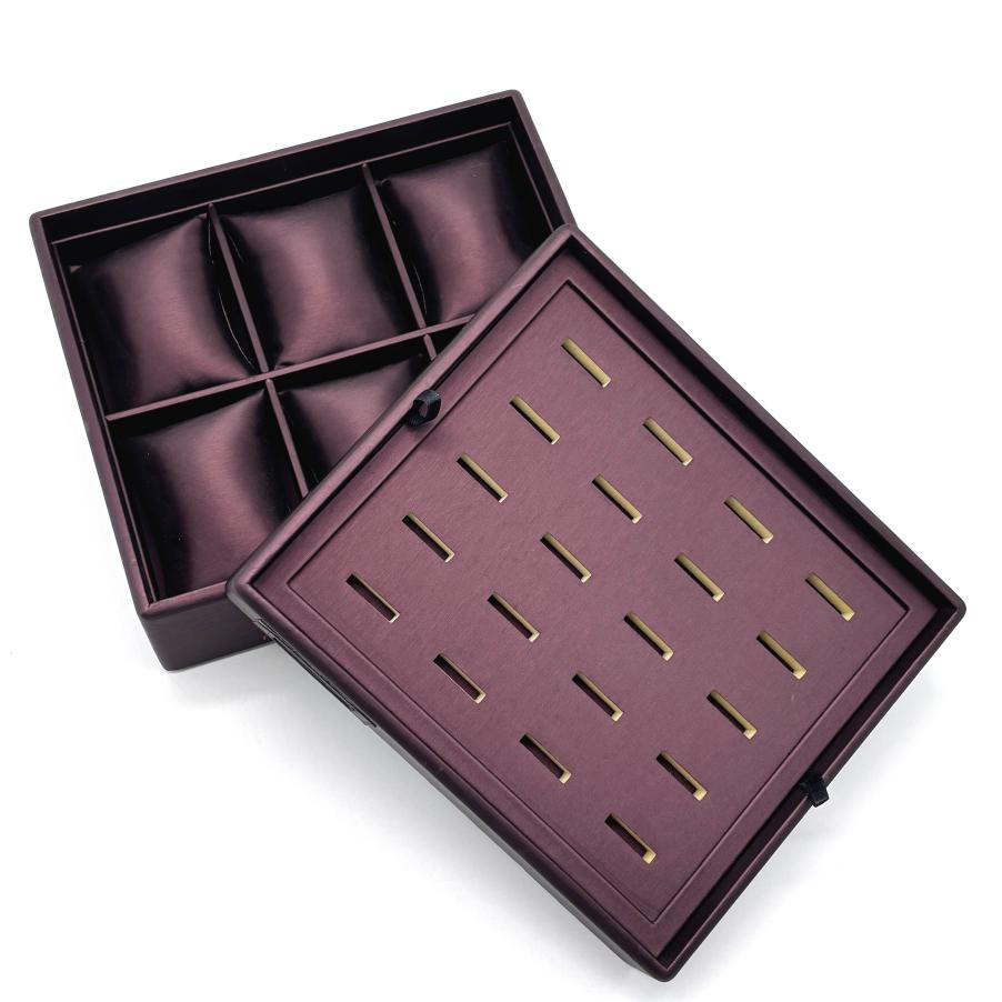 Stackable leather jewelry storage trays – allowing for flexible stacking configurations to accommodate an expanding collection.