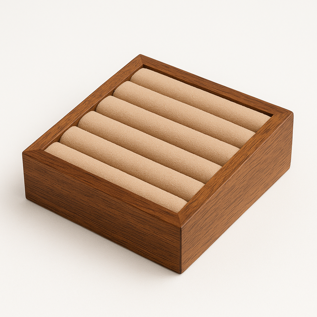 Commonly seen in jewelry retailers and trade shows, wooden ring displays are one of the most widely used packaging options among wooden jewelry display stands.
