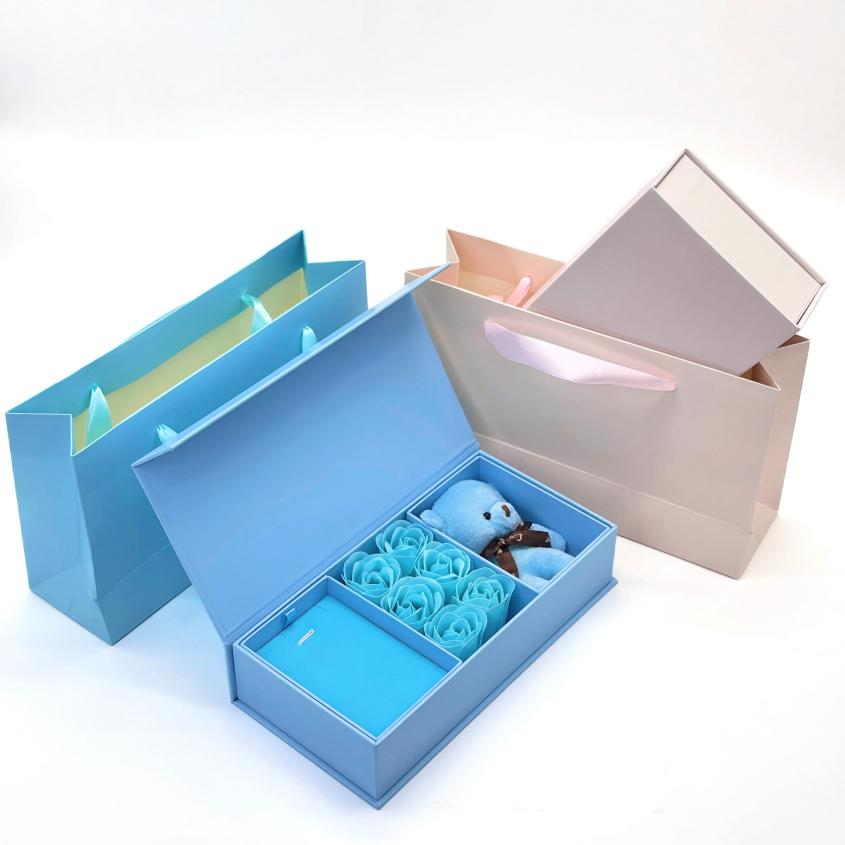 Paper gift bags are stylish and durable, perfect for retail or gift shops, and often feature ribbon handles and custom inserts to enhance the product.